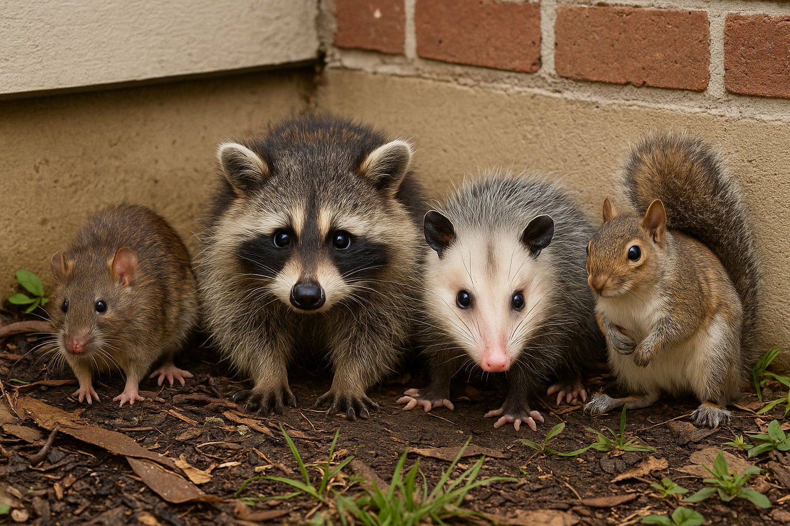 Rodents & Wildlife Rodents and wildlife including raccoons, rats, and squirrels inside a home attic causing damage to insulation and wiring