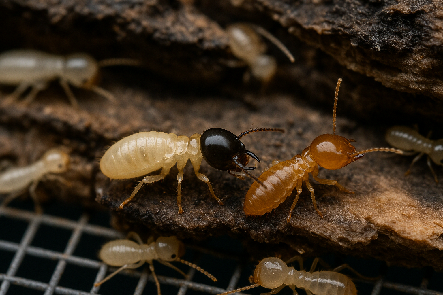 Pests We Treat Close-up of subterranean termites including Eastern, Formosan, and Asian species, treated by RexPest termite control services